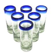 Cobalt Blue Rim 2 oz Tequila Shot Glasses (set of 6)